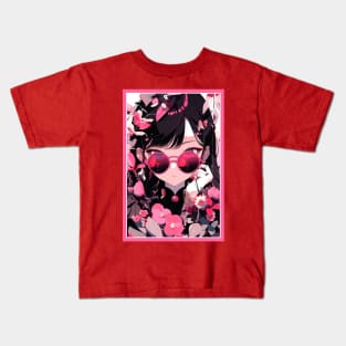 Aesthetic Anime Girl Pink Black | Quality Aesthetic Anime Design | Premium Chibi Manga Anime Art Kids T-Shirt